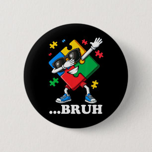 Bruh Dabbing Puzzle Funny Kids Boys Mens Autism  6 Cm Round Badge
