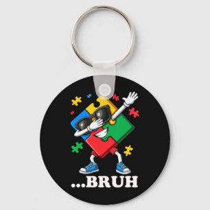 Bruh Dabbing Puzzle Funny Kids Boys Mens Autism Key Ring