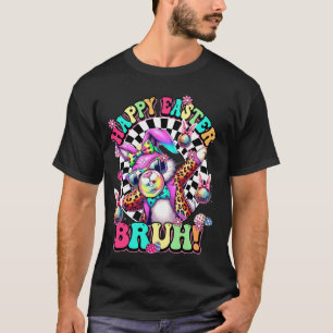 Bruh Dabbing Rabbit Blowing Bubble Leopard Glasses T-Shirt