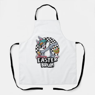 Bruh Dabbing Rabbit Easter Day Eggs Dab Boys Girls Apron