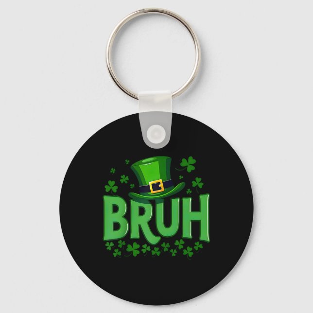 Bruh Dabbing Shamrock Clover St Patricks Day Teens Key Ring (Front)