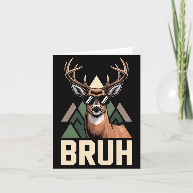 Bruh Deer Funny Deer Hunting Camo Hat Youth Kids S Card (Front)