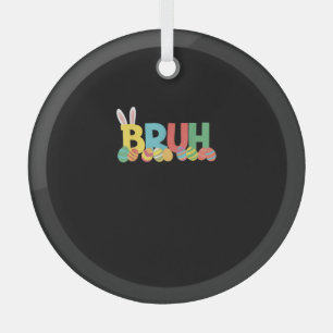 Bruh Easter Bunny Cute Meme For Kids _11 Glass Tree Decoration