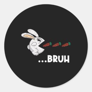 Bruh Easter Bunny Eating Chocolate Carrots Rabbit  Classic Round Sticker