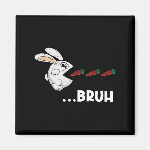 Bruh Easter Bunny Eating Chocolate Carrots Rabbit  Magnet