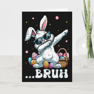 Bruh Easter Dabbing Bunny Rabbit Dance Kids Boys M Card