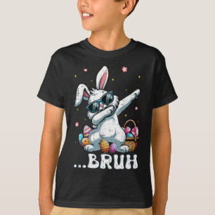 Bruh Easter Dabbing Bunny Rabbit Dance Kids Boys M T-Shirt
