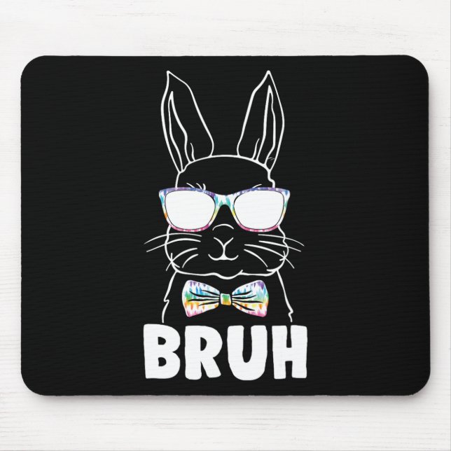 Bruh Easter Day Funny Rabbit Bunny Face Gles Easte Mouse Pad (Front)