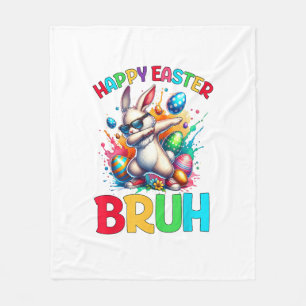 Bruh Easter Eggs Teens Boys Kids Easter Bunny East Fleece Blanket