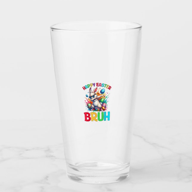 Bruh Easter Eggs Teens Boys Kids Easter Bunny East Glass (Front)