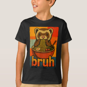 Bruh Ferret Eating Japanese Ramen Noodles Gift Men T-Shirt