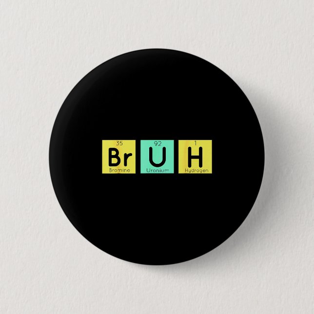 Bruh Funny Chemistry Gift Meme Periodic Table Meme 6 Cm Round Badge (Front)