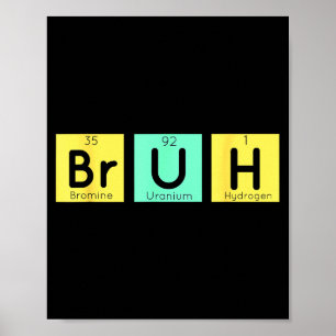 Bruh Funny Chemistry Gift Meme Periodic Table Meme Poster