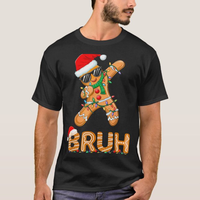 Bruh Funny Christmas Gingerbread Man Teens Boys Ki T-Shirt (Front)