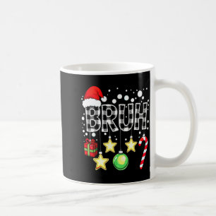 Bruh Funny Christmas Kids Buffalo Plaid Xmas Coffee Mug