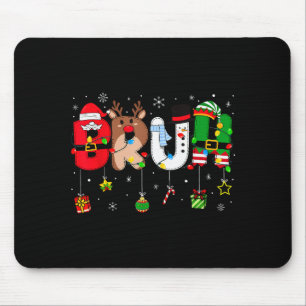 Bruh Funny Christmas Plaid Teens Boys Kids Xmas Pa Mouse Pad