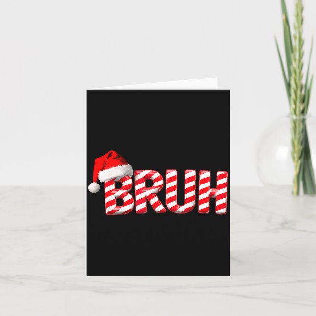 Bruh Funny Christmas Red Plaid Teens Boys Kids Xma Card (Front)