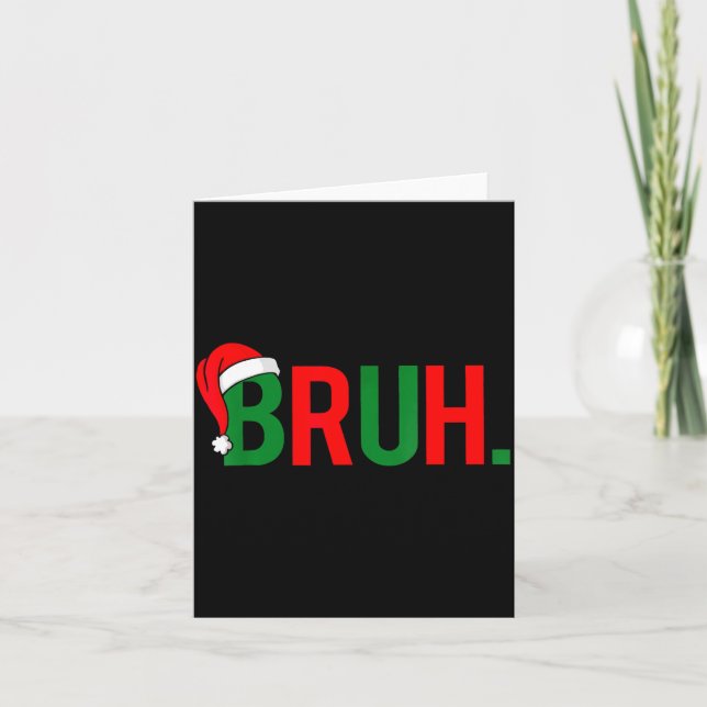 Bruh Funny Christmas Red Plaid Teens Boys Kids Xma Card (Front)