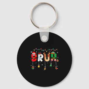 Bruh Funny Christmas Red Plaid Teens Boys Kids Xma Key Ring