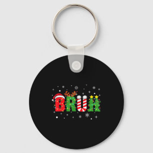 Bruh Funny Christmas Red Plaid Teens Boys Kids Xma Key Ring