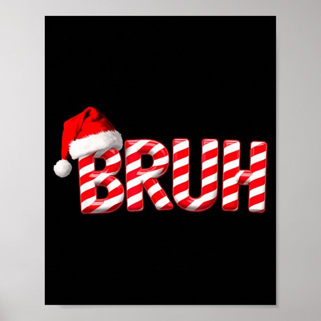 Bruh Funny Christmas Red Plaid Teens Boys Kids Xma Poster (Front)