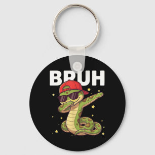 Bruh Funny Dabbing Snake Kids Boys Reptile Lover Key Ring