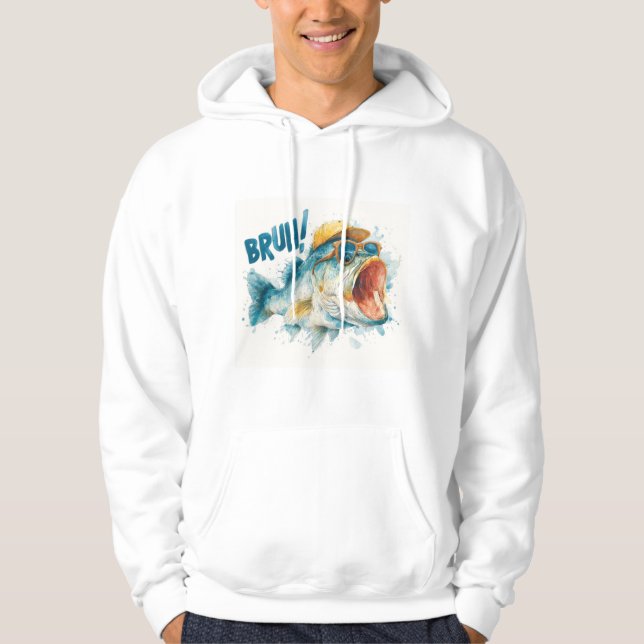 BRUH Funny Fish Meme | Cool Fishing Humour T-Shirt Hoodie (Front)