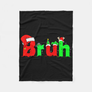 Bruh Funny Saying Bro Teens Boys Kids Christmas Pa Fleece Blanket