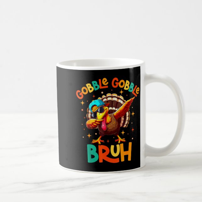 Bruh Funny Thanksgiving Turkey Gobble Shirt Boys G Coffee Mug (Right)