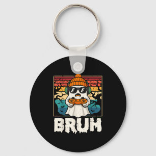Bruh Gamer Halloween Ghost Video Gaming Men Boys K Key Ring