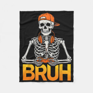 Bruh Gamer Skeleton Halloween Video Game Controlle Fleece Blanket