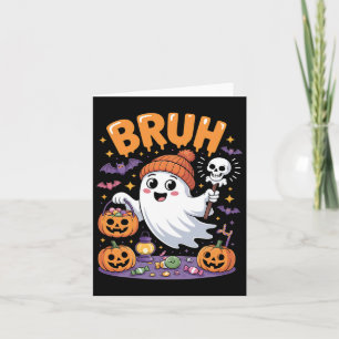 Bruh Ghost Halloween Candy Cute Ghost Kids Card