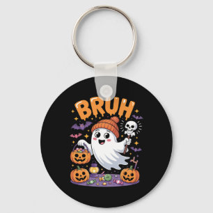 Bruh Ghost Halloween Candy Cute Ghost Kids Key Ring