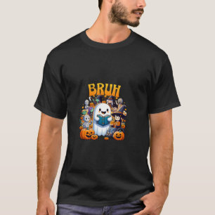 Bruh Ghost Halloween Cute Ghost Book Lovers T-Shirt