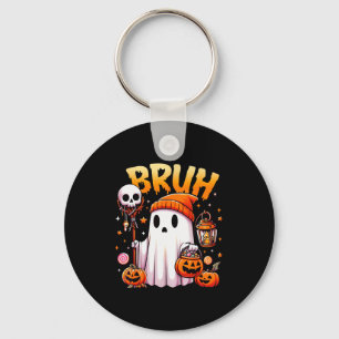Bruh Ghost Halloween Cute Ghost Trick Or Treat Can Key Ring