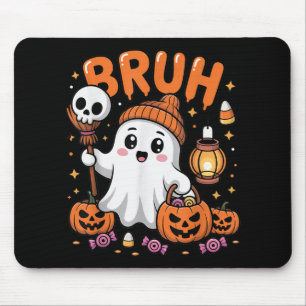 Bruh Ghost Halloween Cute Ghost Trick Or Treat Can Mouse Pad
