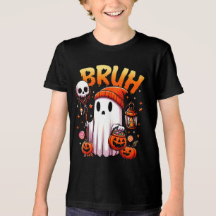 Bruh Ghost Halloween Cute Ghost Trick Or Treat Tri-Blend Shirt