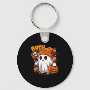 Bruh Ghost Happy Halloween Trick Or Treat Pumpkin  Key Ring