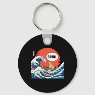 Bruh Great Wave Kanagawa Funny Japanese Surfing Ca Key Ring