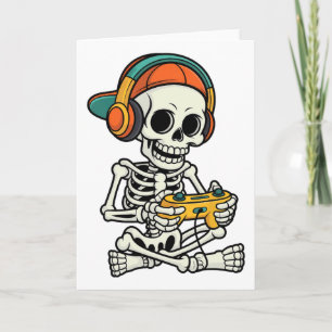 Bruh Halloween Boys Kids Gamer Mens Skeleton Video Card