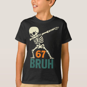Bruh Halloween Meme Numbers Six Seven Skeleton Fun T-Shirt