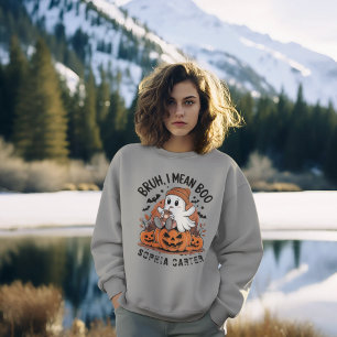 Bruh I Mean Boo Cute Ghost Halloween Sweatshirt