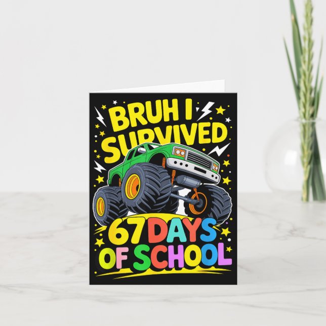 Bruh I Survived 67 Days Of School Six Seven Meme T Card (Front)