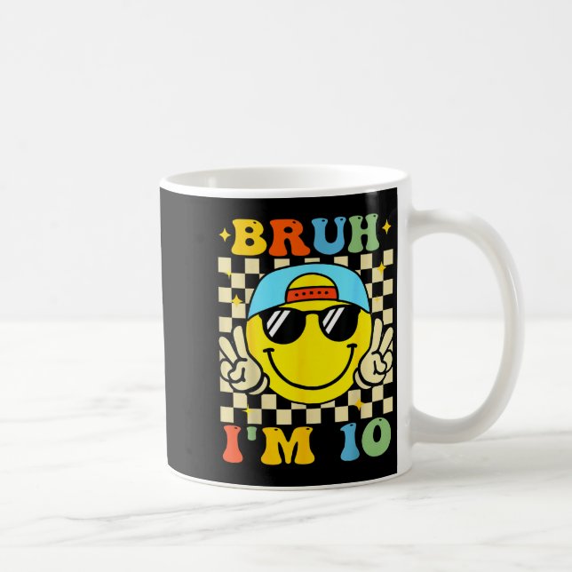 Bruh I'm 10 Years Old Blue Birthday Boys 10th Birt Coffee Mug (Right)