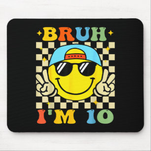 Bruh I'm 10 Years Old Blue Birthday Boys 10th Birt Mouse Pad