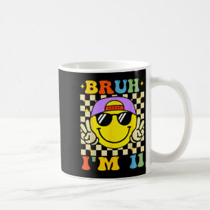 Bruh I'm 11 Years Old Purple Birthday Boys 11th Bi Coffee Mug