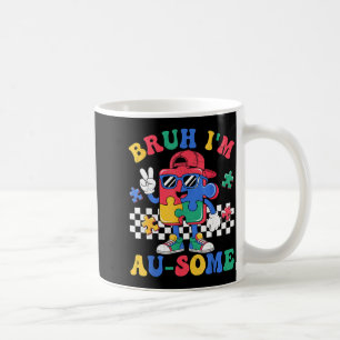 Bruh i'm au-some retro autism awareness boys kids coffee mug