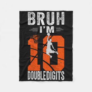 Bruh I'm Double Digits 10th Sketll Player Birthday Fleece Blanket
