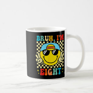 Bruh I'm Eight 8 8th Birthday Groovy Boys Girls 8 Coffee Mug