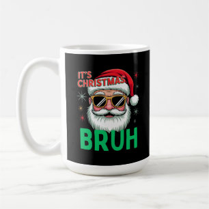 Bruh It’s Christmas Retro Santa Meme Funny Xmas Coffee Mug